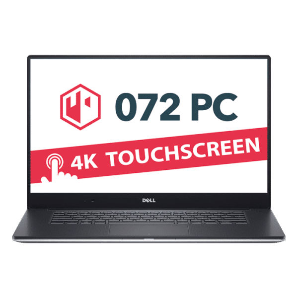 Productafbeelding van Dell Precission 5510 laptop met tekst '4K touchscreen' in beeld
