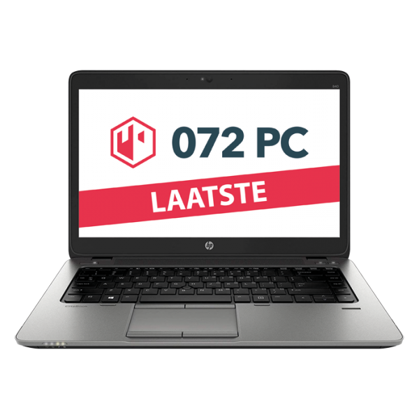 Productafbeelding van voorkant HP EliteBook 840 G2 laptop met tekst 'laatste' in beeld