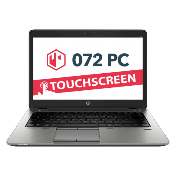 Productafbeelding van voorkant HP EliteBook 840 G2 laptop met tekst 'touchscreen' in beeld